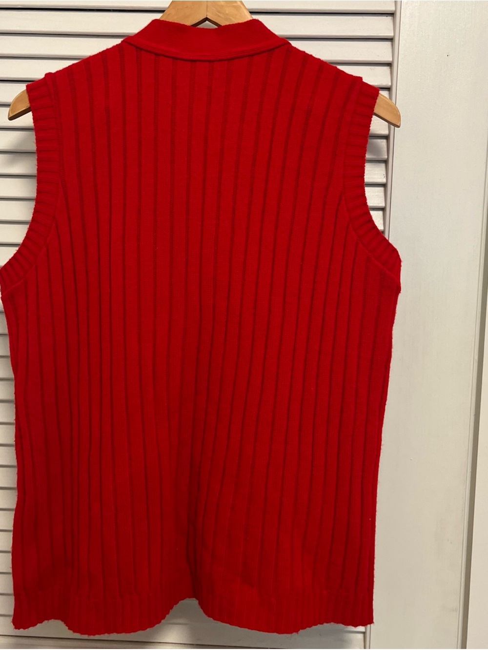 Red Ribbed Button-Front Sweater Vest - Picture 7 of 8